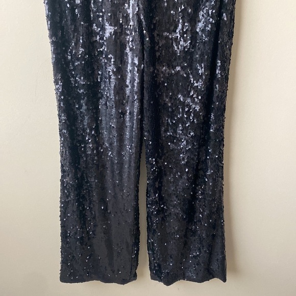 Dress the Population Charlie Black Sequin Sequined Flare Leg Jumpsuit Romper 3X - Picture 7 of 9